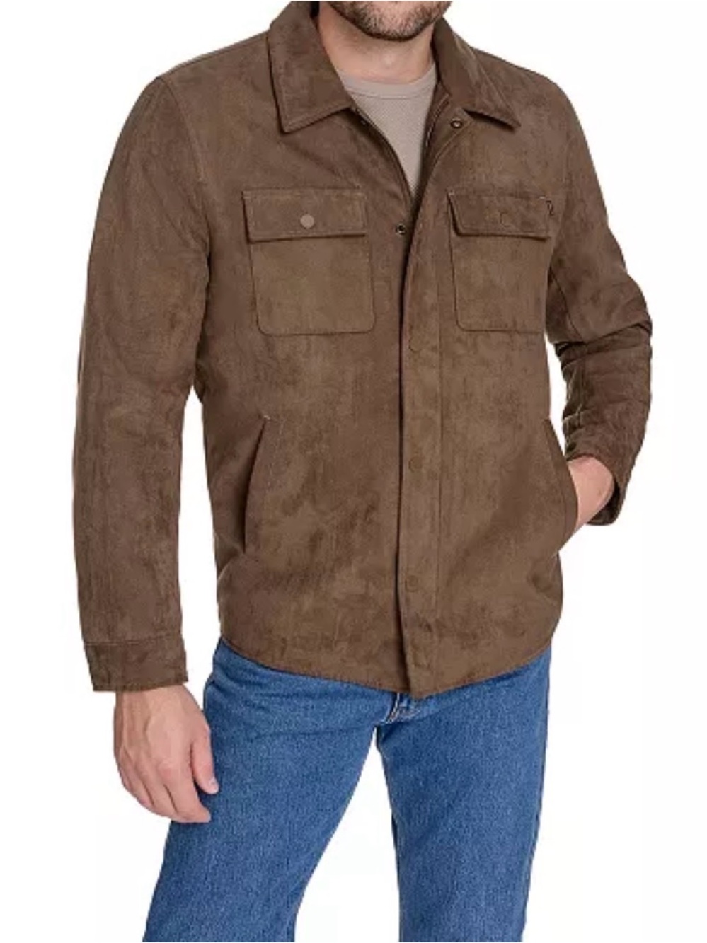 NWT Dockers Men’s S Brown Faux Suede Shirt Jacket Insulated Lined $160